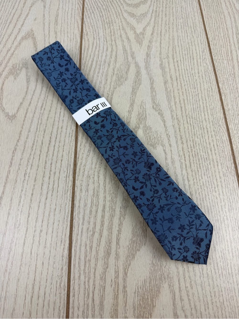 932 Bar III Men's Tie Cornell Floral 400 Blue $55 Polyester Skinny Slim